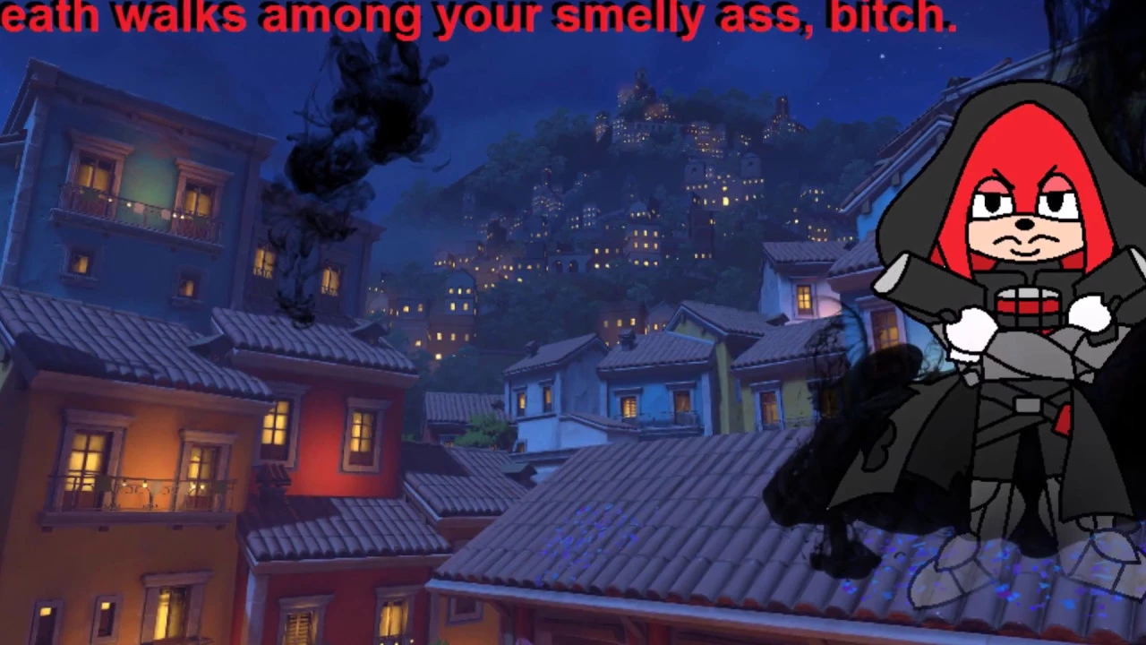 Drawing Knuckles the Echidna as Reaper from Overwatch